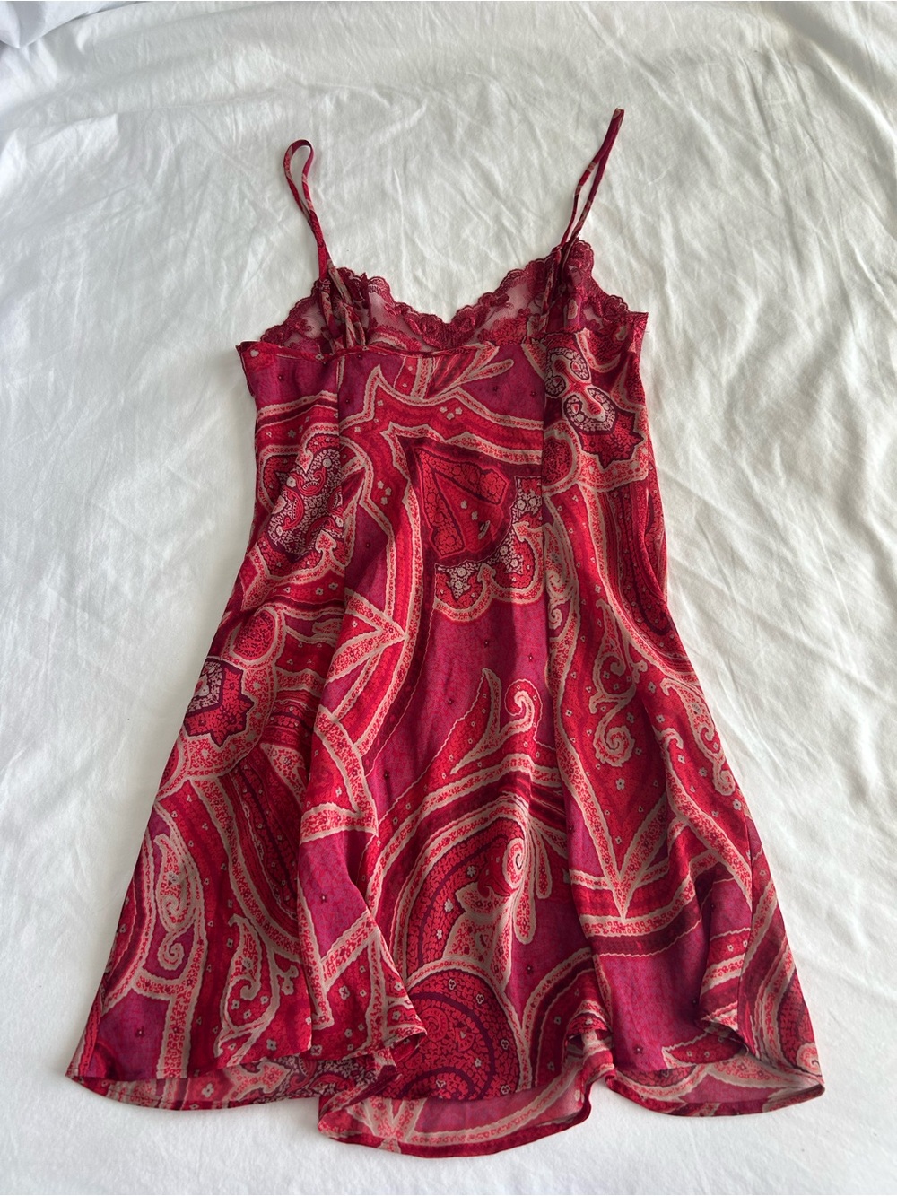 Victorias Secret Red Paisley Lace Trim Slip Dress - Women Intimates - Picture 7 of 9